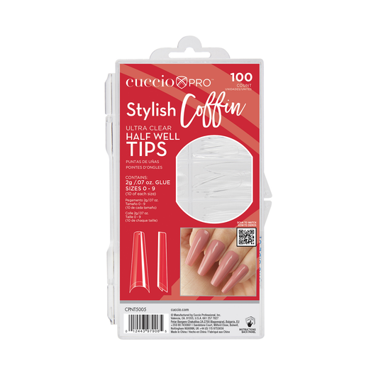 Ultra Clear Half Well Tips - Stylish Coffin